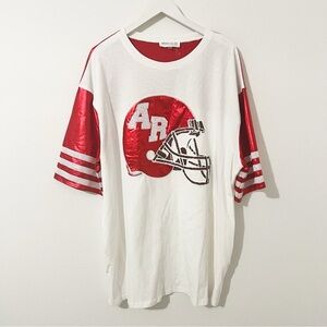 NWT NEW Impressions Univ of AR Helmet Sequin Red White Tunic Dress Size Large
